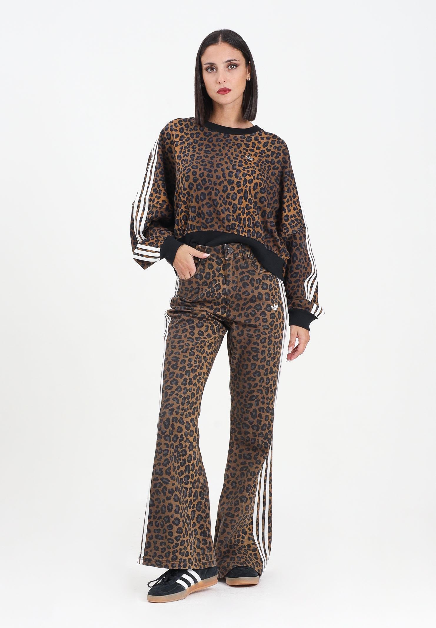 ADIDAS ORIGINALS Pantalone Wide Leg Leopard marrone da donna KA2682  ADIDAS ORIGINALS 