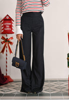 SANTAS Pantalone elegante POUVOIR blu da donna con micro gessatura verticale PV2626 BL SANTAS 