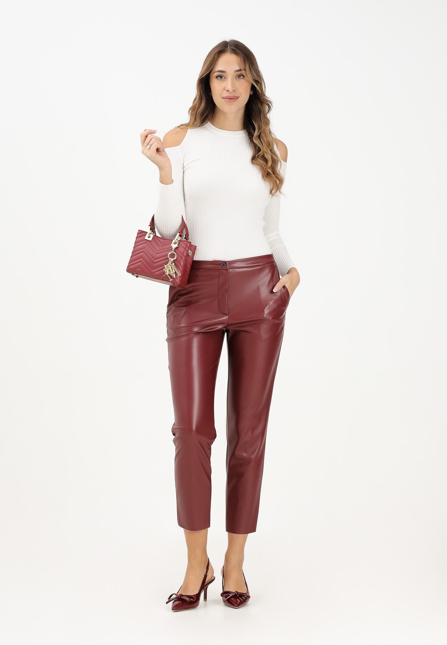VICOLO Pantalone in ecopelle bordeaux da donna TF1737 BO VICOLO 