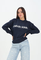 CALVIN KLEIN JEANS Maglioncino girocollo blu da donna con logo LV047C311GCEF  CALVIN KLEIN JEANS 