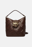 JUST CAVALLI Borsa a mano marrone da donna con lavorazione intrecciata e fibbia logo 80RA4BM4ZSD88 772 JUST CAVALLI 