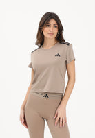 ADIDAS PERFORMANCE T-shirt a manica corta Hyperglam 3 Stripes beige da donna KQ5195 . ADIDAS PERFORMANCE 