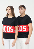 GCDS T-shirt a manica corta nera per uomo e donna con stampa logo B1XM2314JA3 99 GCDS 