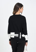 ELISABETTA FRANCHI Maglioncino girocollo nero da donna con bande lucide MK01S56E2 EF3 ELISABETTA FRANCHI 