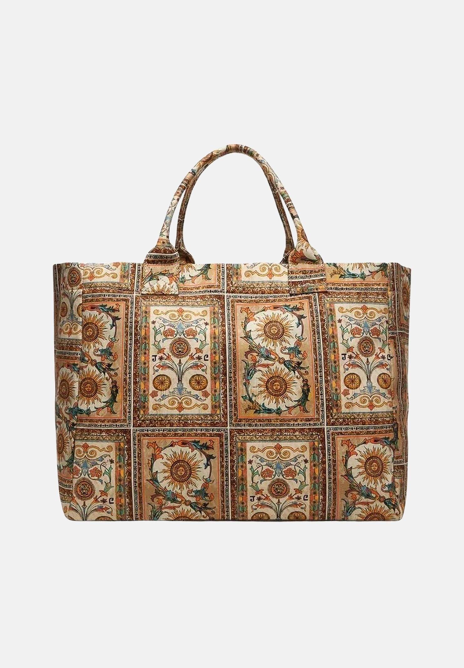 JUST CAVALLI Borsa mare beige da donna con stampa ornamentale 80RA4BS1ZG426 R85 JUST CAVALLI 