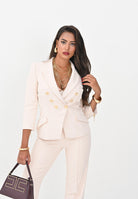 ELISABETTA FRANCHI Giacca doppiopetto latte da donna in doppio crêpe<BR/> GI17456E2 DZ9 ELISABETTA FRANCHI 