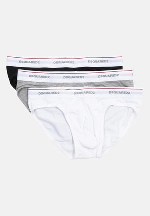 DSQUARED2 Slip (3pz) bianco, nero e grigio da uomo con fascia elastica logata DCX300060 984 DSQUARED2 