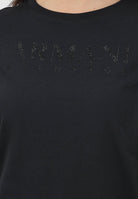 ARMANI EXCHANGE T-shirt a manica corta nera da donna con logo in strass XW002294AF17172 UC001 ARMANI EXCHANGE 