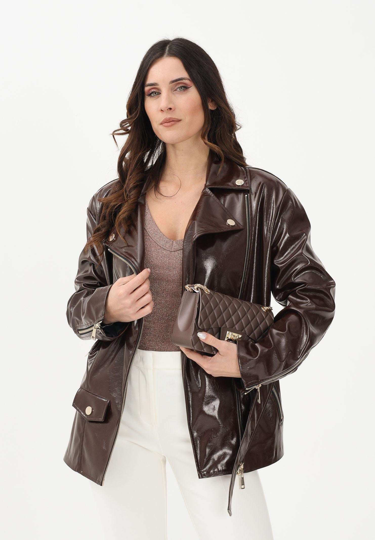 SIMONA CORSELLINI Giubbotto in ecopelle marrone scuro da donna A25CPGB00201 V0746 SIMONA CORSELLINI 