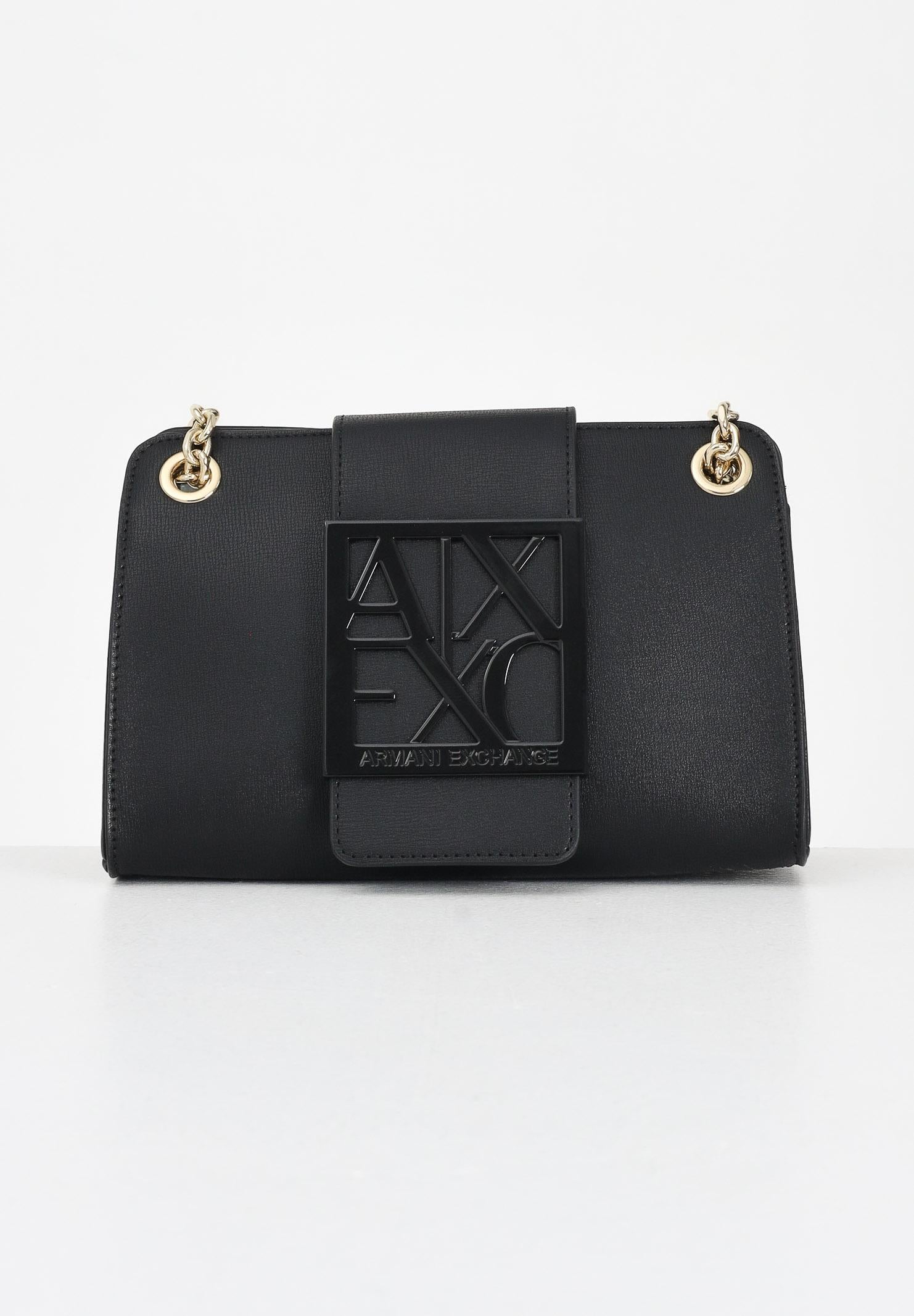 ARMANI EXCHANGE Borsa a tracolla nera da donna con placca logo XW000281AF13672 UC001 ARMANI EXCHANGE 