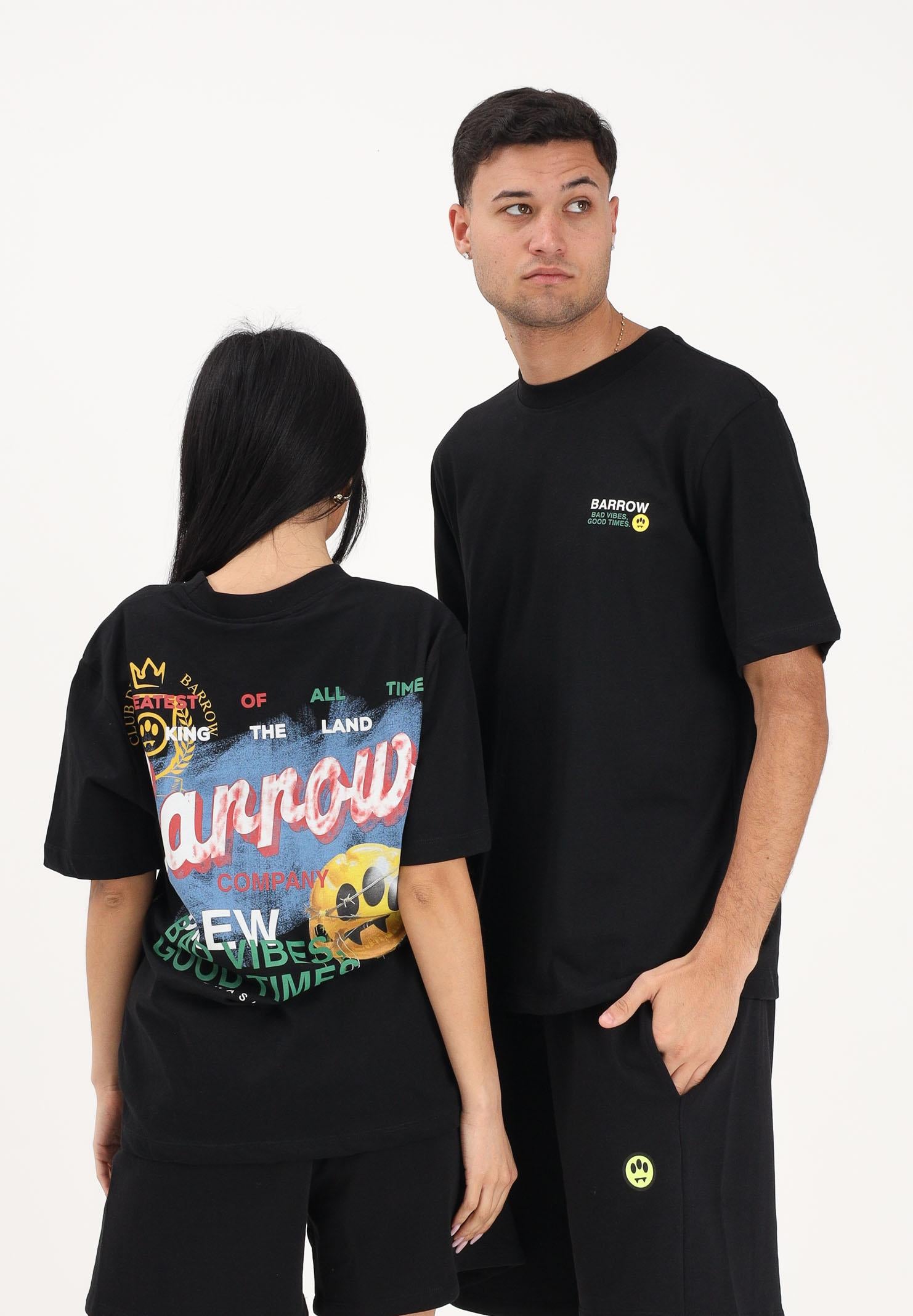 BARROW T-shirt a manica corta nera per uomo e donna con maxi stampa sul retro S6BWUATH086 110 BARROW 