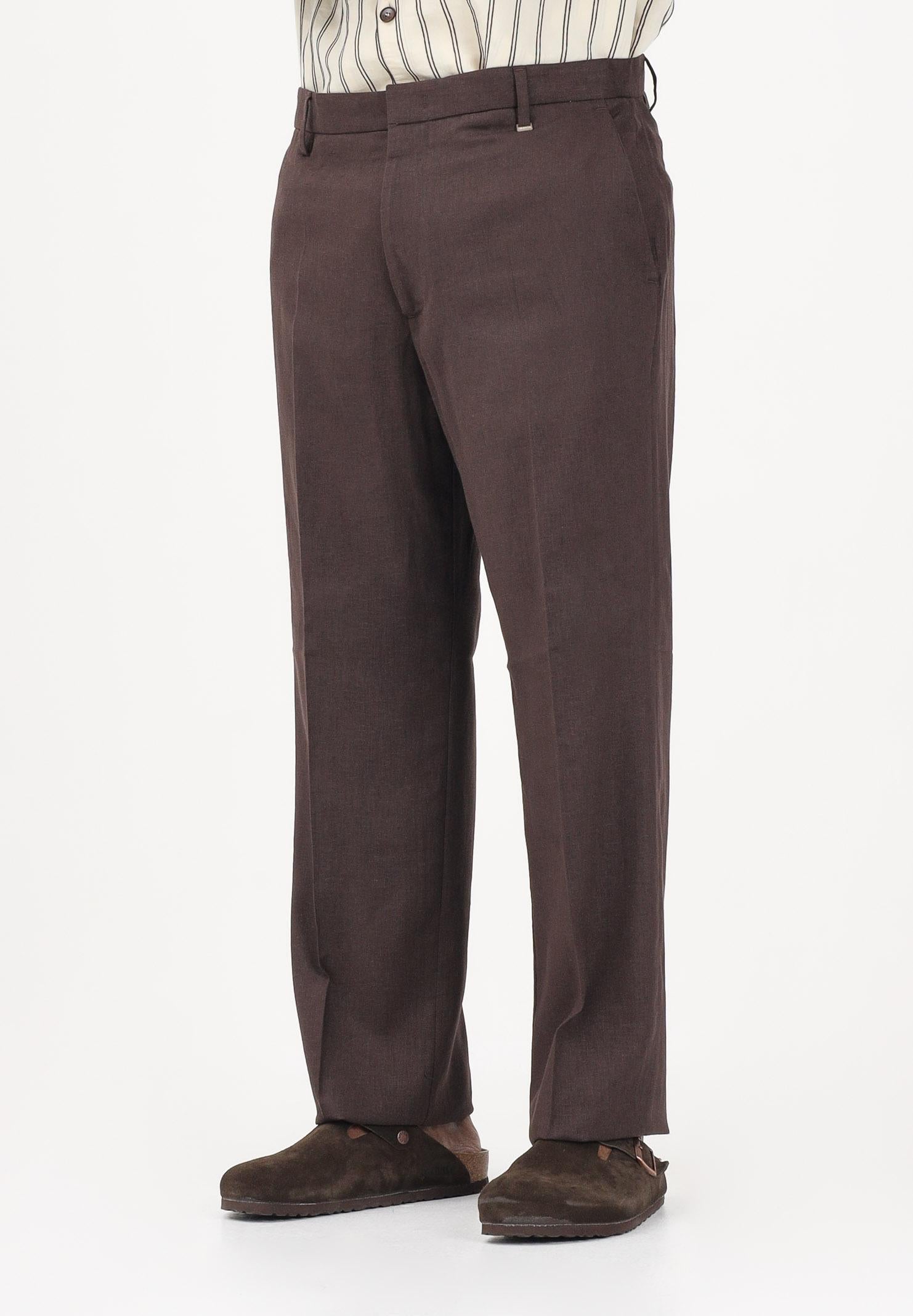 I'M BRIAN Pantalone in lino marrone da uomo PA3703 020 I'M BRIAN 