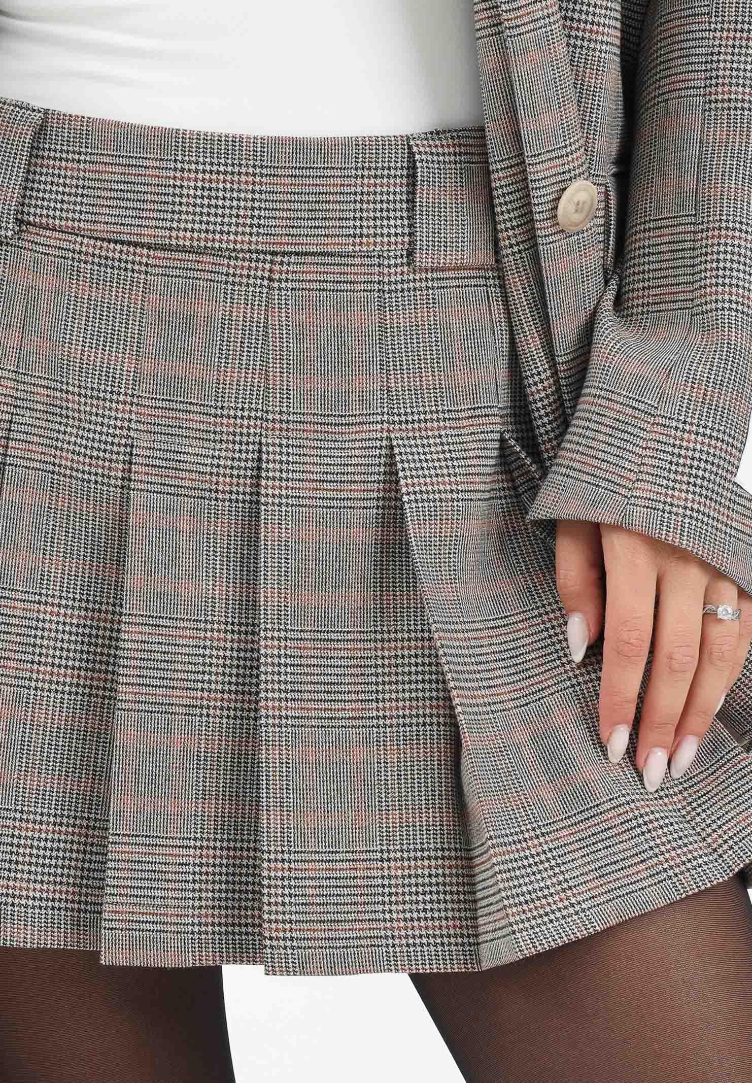 HINNOMINATE Gonna corta beige da donna con fantasia principe di Galles HMABW02265 BE11 HINNOMINATE 