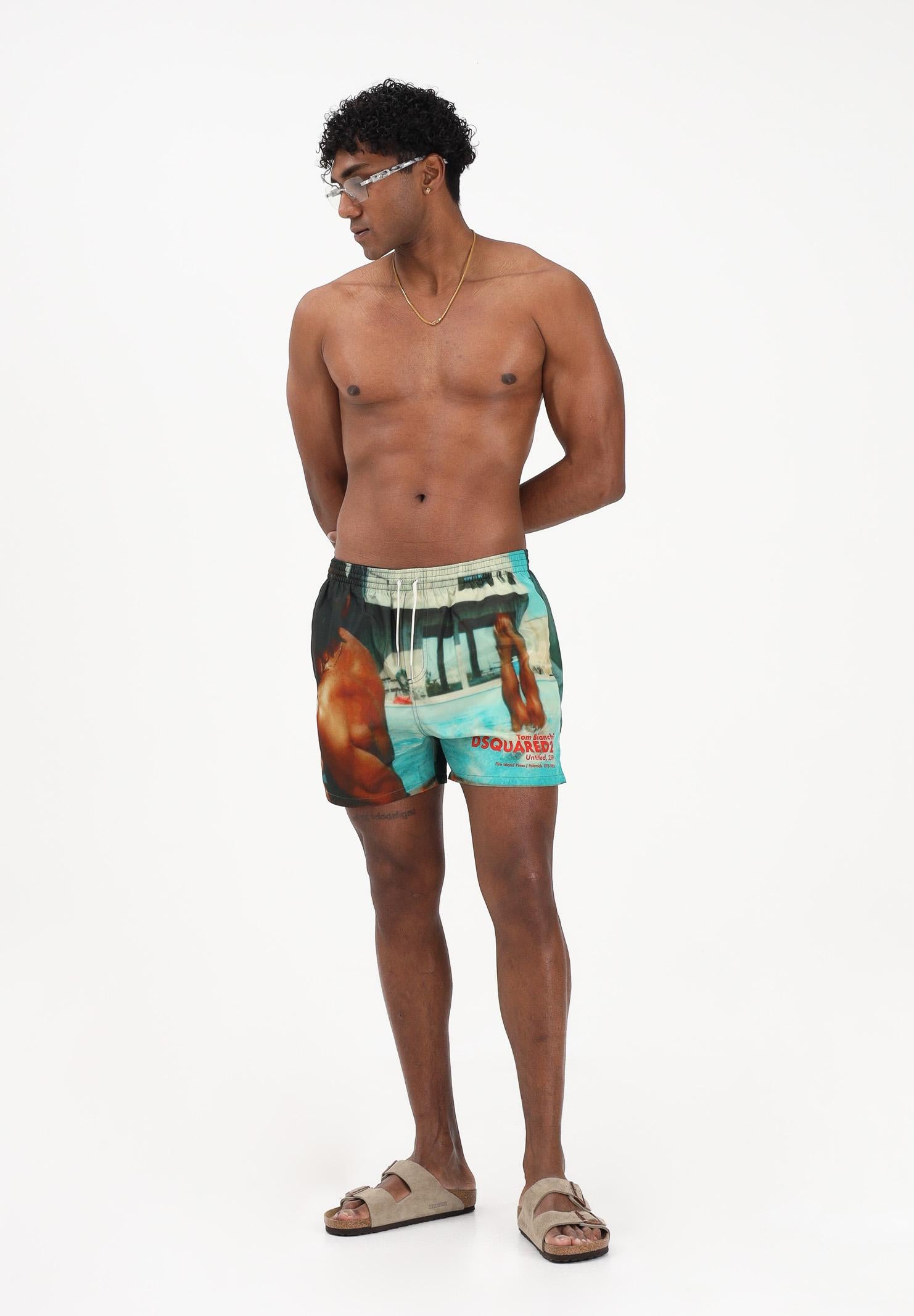 DSQUARED2 Shorts mare multicolore da uomo con stampa fotografica all-over D7B626770 998 DSQUARED2 
