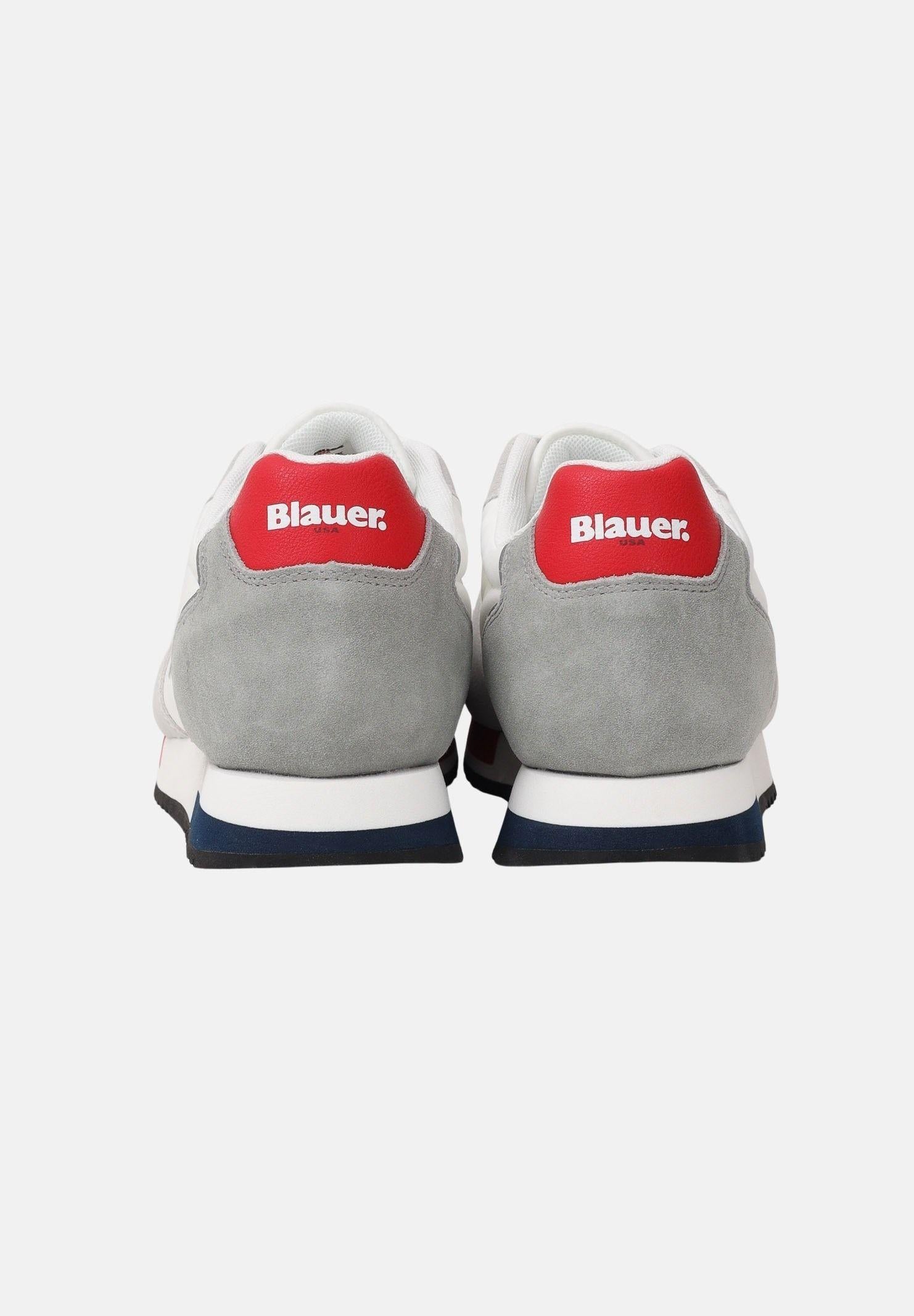 BLAUER Sneakers bianche e grigie da uomo con logo S6QUEENS01-MES WR BLAUER 
