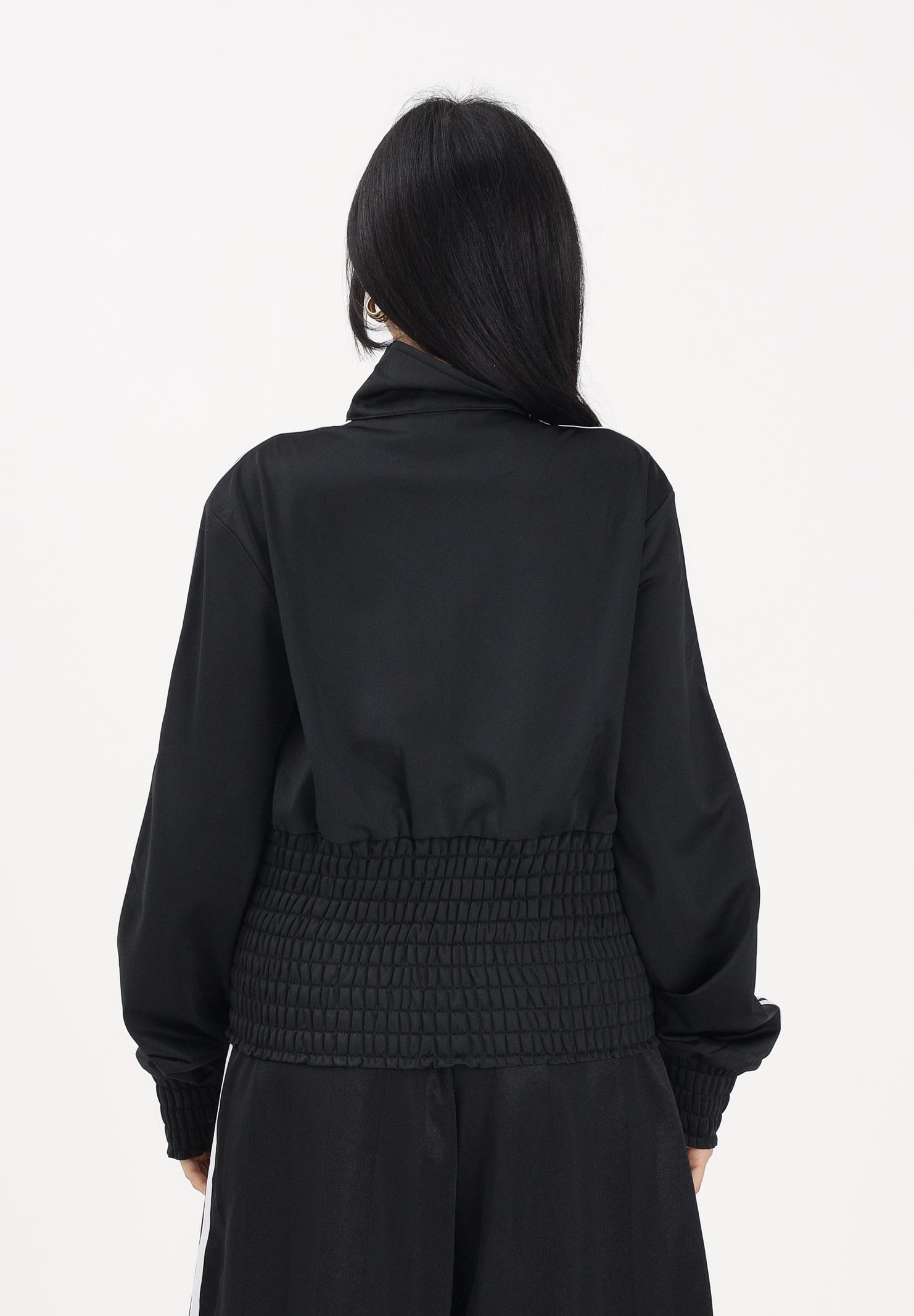 ADIDAS ORIGINALS Felpa con zip Smocked Firebird nera da donna KD0303 . ADIDAS ORIGINALS 