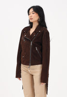 VICOLO Giubbotto moro da donna in morbido suede con frange TAB0172 ABU68 VICOLO 