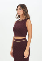 ELISABETTA FRANCHI Top in maglia bordeaux da donna con motivo a rombi TK60B56E2 EA4 ELISABETTA FRANCHI 