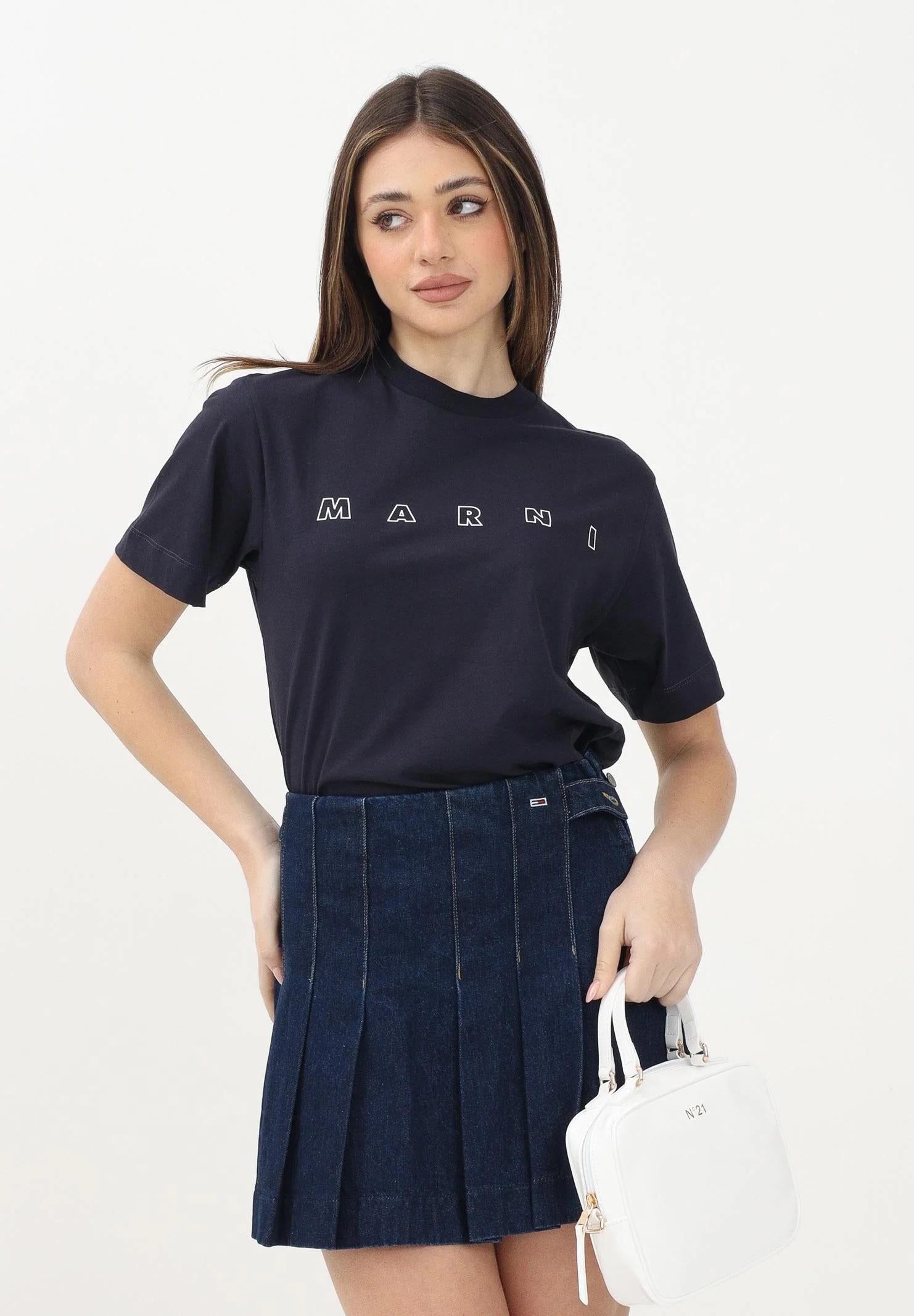 MARNI T-shirt a manica corta blu per donna, ragazzi e bambine con logo Marni Outline M01466M00RF 0M803 MARNI 
