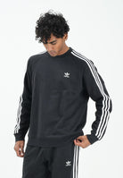 ADIDAS ORIGINALS Felpa girocollo Adicolor Classics 3-Stripes nera da uomo IM2087  ADIDAS ORIGINALS 