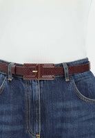 ELISABETTA FRANCHI Cintura bordeaux da donna realizzata con effetto pitonato CT58S57E2 EA4 ELISABETTA FRANCHI 