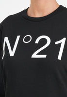 N21 Felpa girocollo nera per donna, ragazzi e bambini con logo a contrasto N21588N0154 0N900 N21 