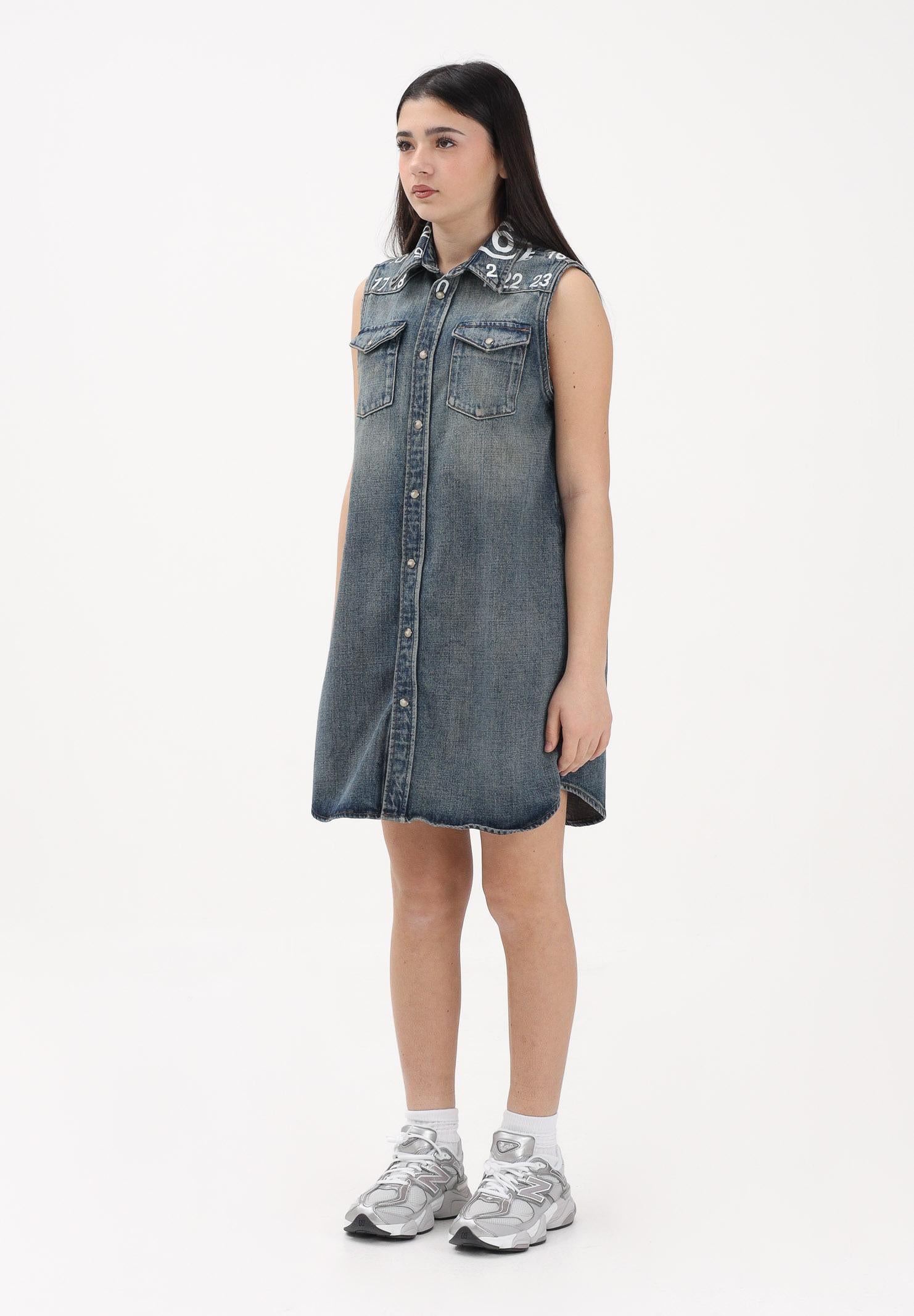 MAISON MARGIELA Abito in denim blu per donna, ragazze e bambine con stampa logo M60945MM06X M601 MAISON MARGIELA 
