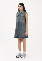 MAISON MARGIELA Abito in denim blu per donna, ragazze e bambine con stampa logo M60945MM06X M601 MAISON MARGIELA 