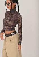 ADIDAS ORIGINALS Top a manica lunga Leopard marrone da donna JW2772  ADIDAS ORIGINALS 