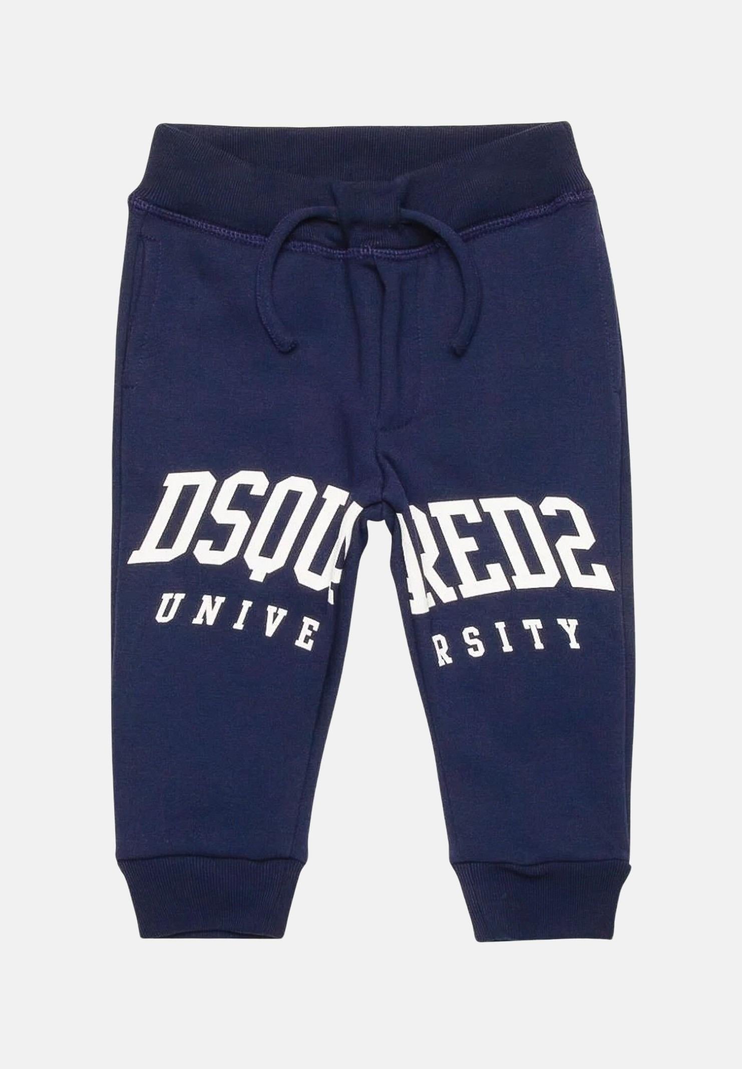 Pantalone blu da neonato con stampa logo DQ2498D0094 DQ866 DSQUARED2 