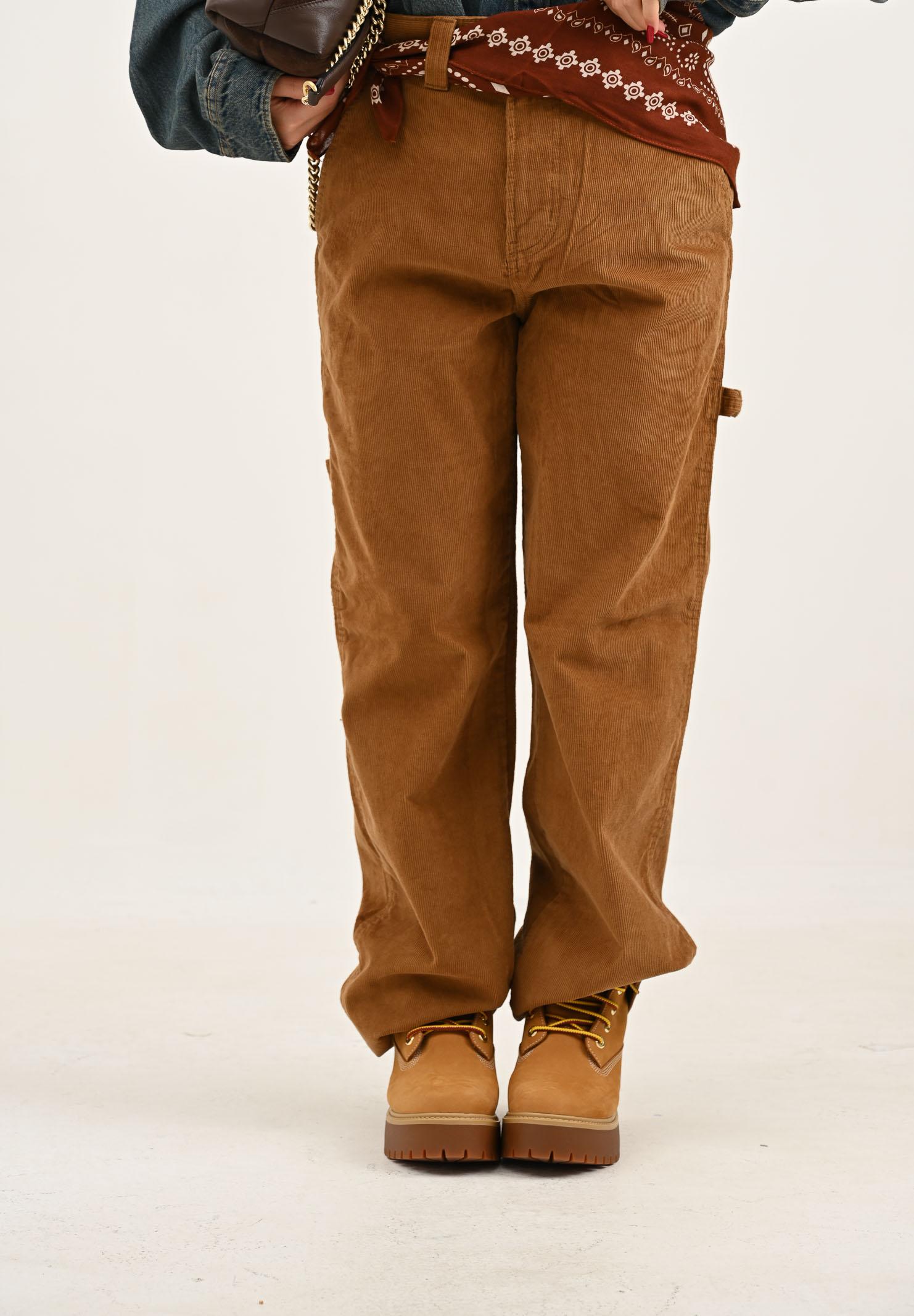 DICKIES pantaloni corduroy carpenter marrone in velluto da uomo a coste dalla vestibilità larga e dal taglio a gamba larga. DK0A863V0BD1  DIckies 