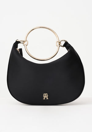TOMMY HILFIGER Borsa hobo in raso nero da donna AW0AW18236 BDS TOMMY HILFIGER 