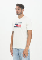 TOMMY HILFIGER T-shirt a manica corta panna da uomo con logo MW0MW39843Z00  TOMMY HILFIGER 