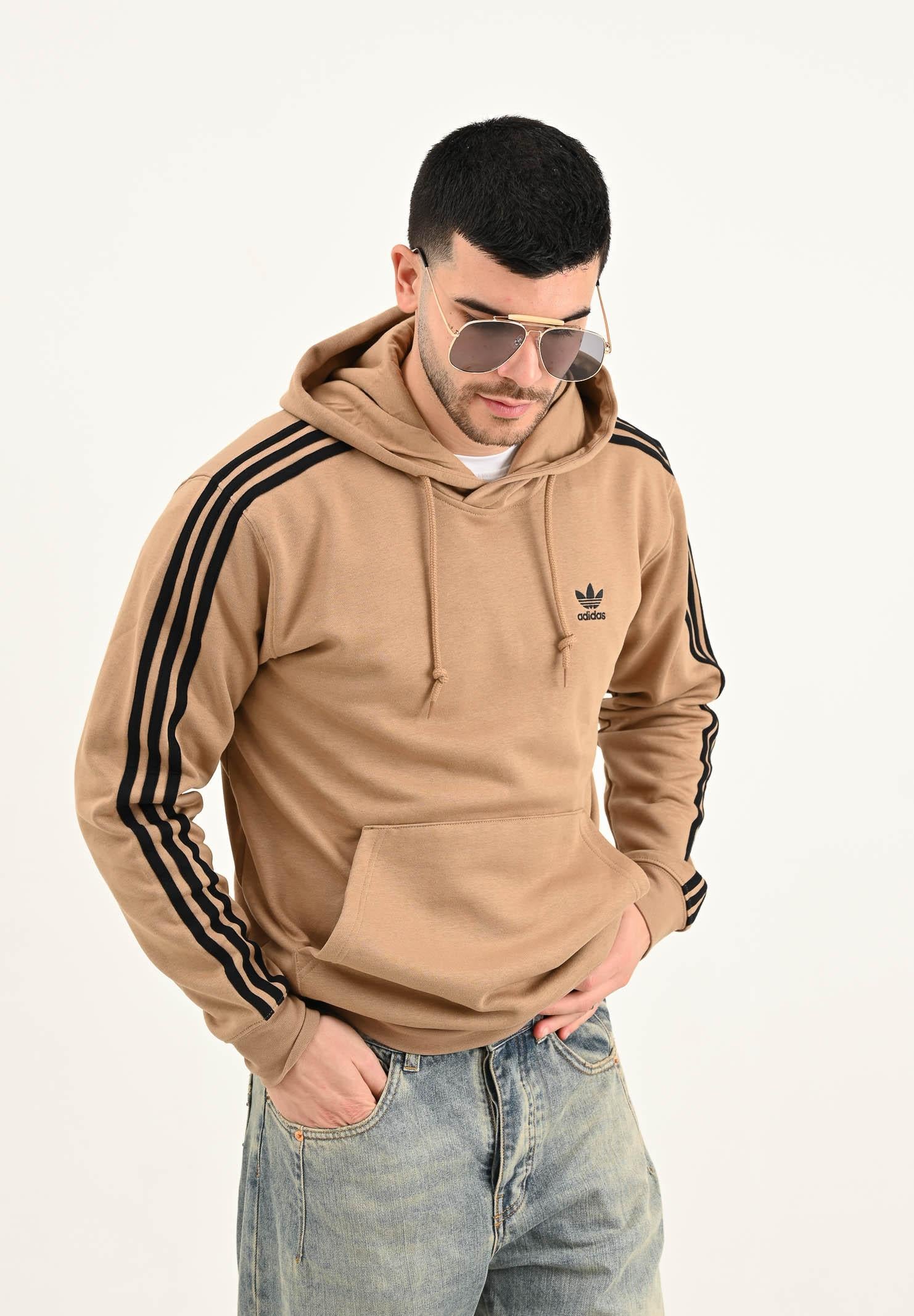 ADIDAS ORIGINALS Felpa con cappuccio Adicolor Classics 3-Stripes beige da uomo JY1377 . ADIDAS ORIGINALS 