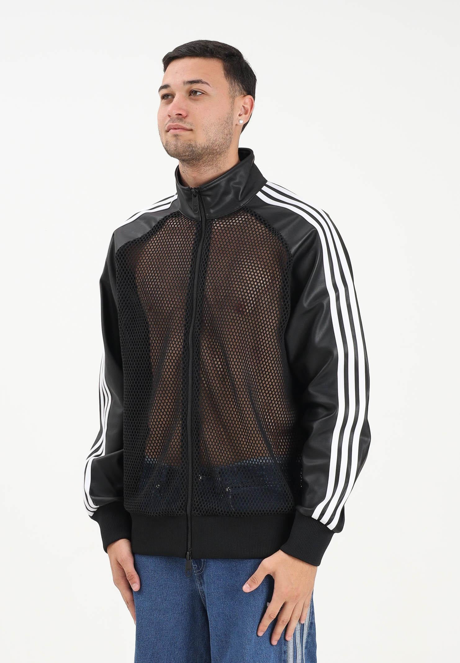 ADIDAS ORIGINALS Felpa con zip adidas x Jeremy Scott Pride in ecopelle nera da uomo JY2016  ADIDAS ORIGINALS 