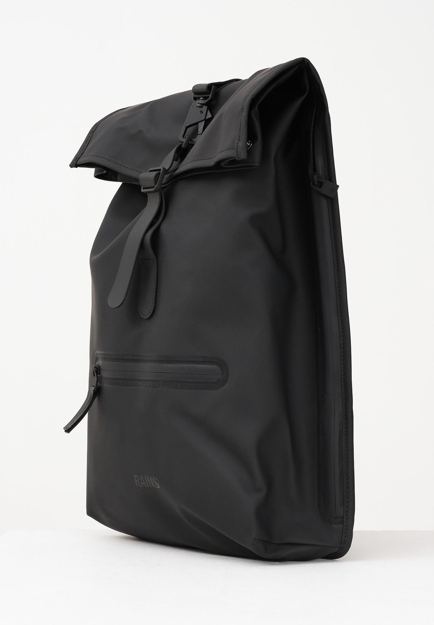 RAINS Zaino Rolltop nero per uomo e donna RA13320 BLA RAINS 
