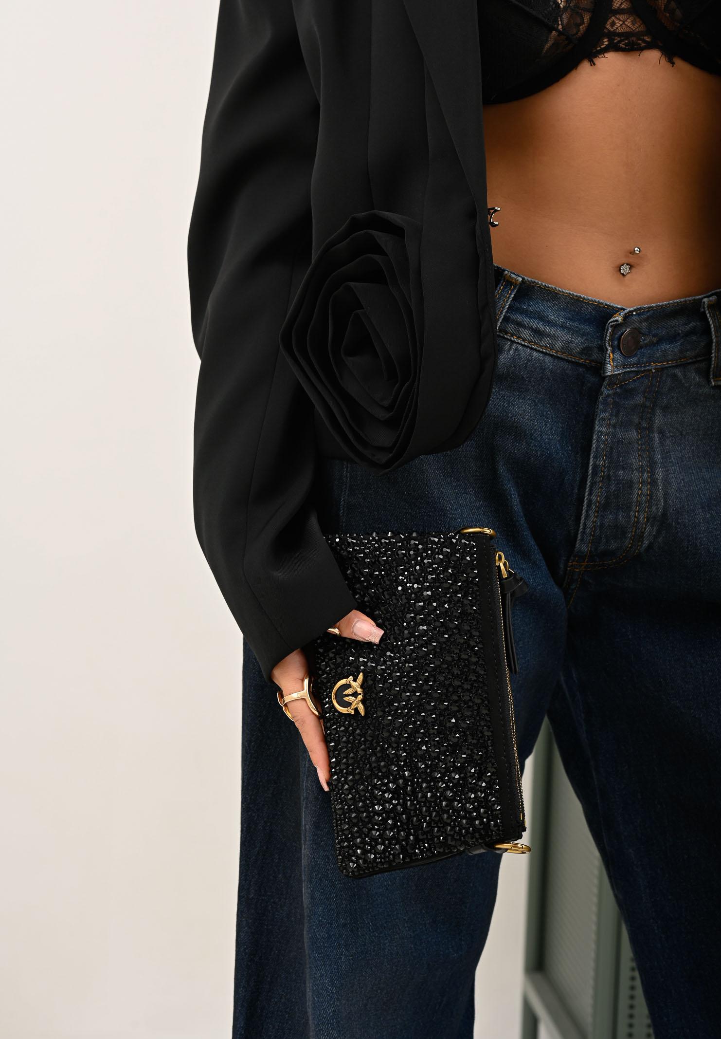 PINKO Borsetta Mini Double full strass nera da donna 105359A2WF Z99Q PINKO 