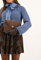 PINKO Pochette realizzata in pelle scamosciata marrone da donna con logo Love Birds 104820A2JH L74V PINKO 