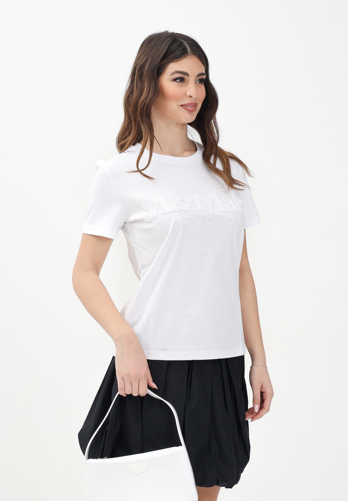 MAX MARA T-shirt a manica corta bianca da donna con ricamo logo 2516941012600 006 MAX MARA 