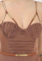 ELISABETTA FRANCHI Abito lungo cuoio da donna in jersey lamé ABR1661E2 600 ELISABETTA FRANCHI 