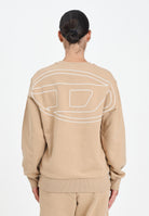 DIESEL Felpa girocollo beige per donna, ragazzi e bambini con maxi ricamo Oval D J022740GYCJ K726 DIESEL 