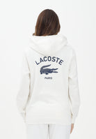 LACOSTE Felpa con cappuccio bianca per uomo e donna con stampa SH2740 70V LACOSTE 