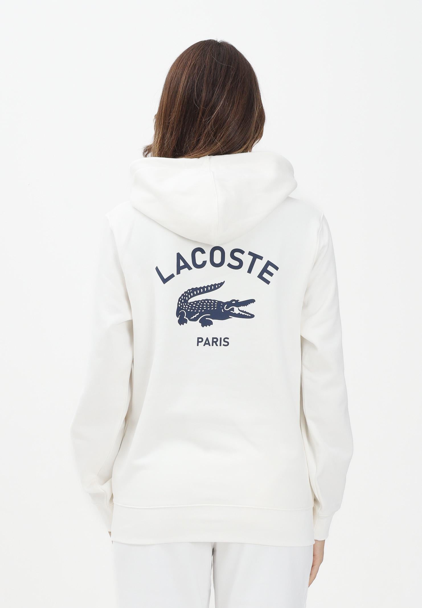 LACOSTE Felpa con cappuccio bianca per uomo e donna con stampa SH2740 70V LACOSTE 