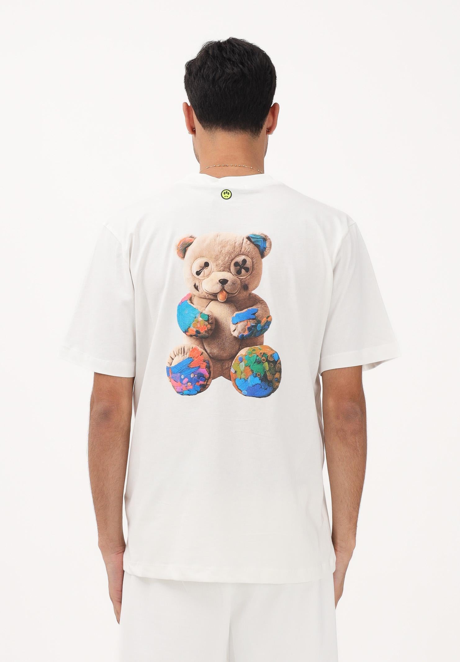 BARROW T-shirt a manica corta bianca per uomo e donna con maxi stampa teddy S6BWUATH076 412 BARROW 