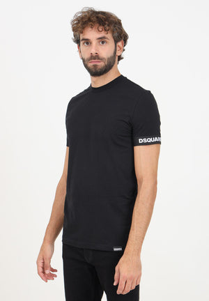 DSQUARED2 T-shirt a manica corta nera da uomo con manica logata D9M3S6210 001 DSQUARED2 