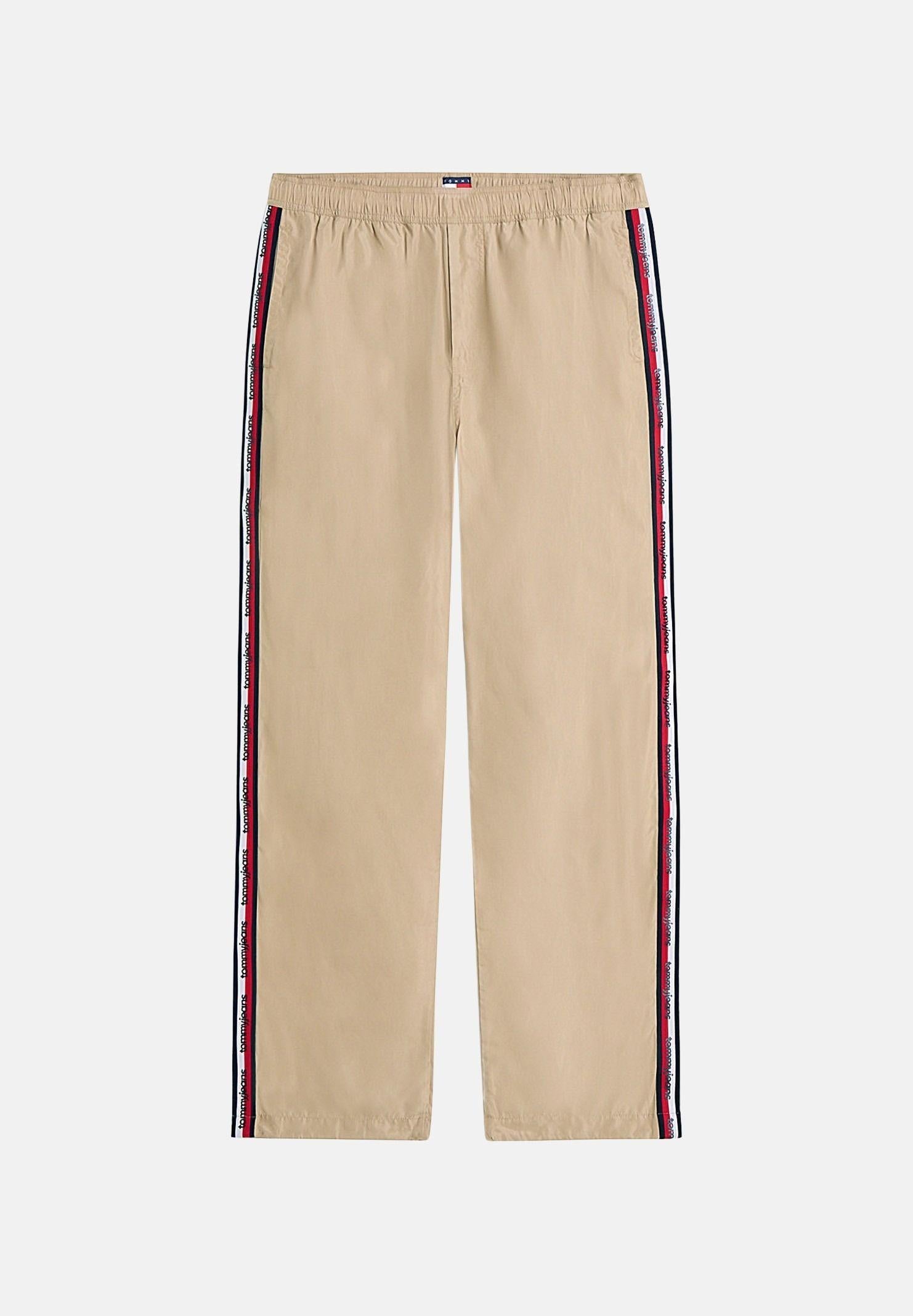 TOMMY JEANS Pantaloni Jaimie Relaxed Global Stripe Tape Trousers gentle gold beige, colore basico beige, uomo DM0DM23123 AB9 TOMMY JEANS 