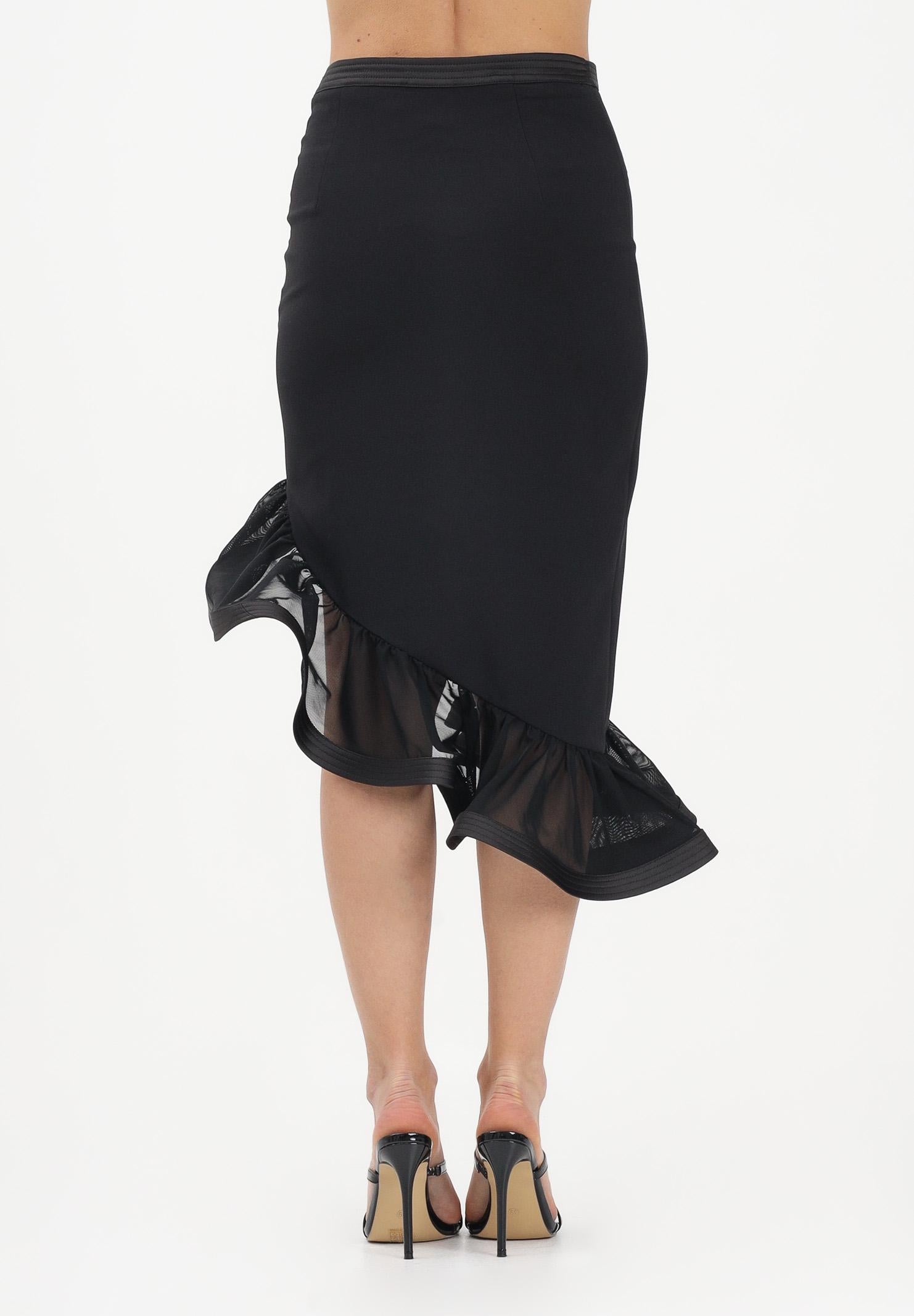 ELISABETTA FRANCHI Gonna midi nera da donna con balza<BR/> GO18062E2 110 ELISABETTA FRANCHI 