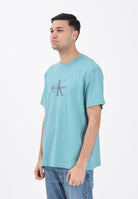 CALVIN KLEIN JEANS T-shirt a manica corta turchese da uomo con stampa logo LV04RB862G2IR . CALVIN KLEIN JEANS 