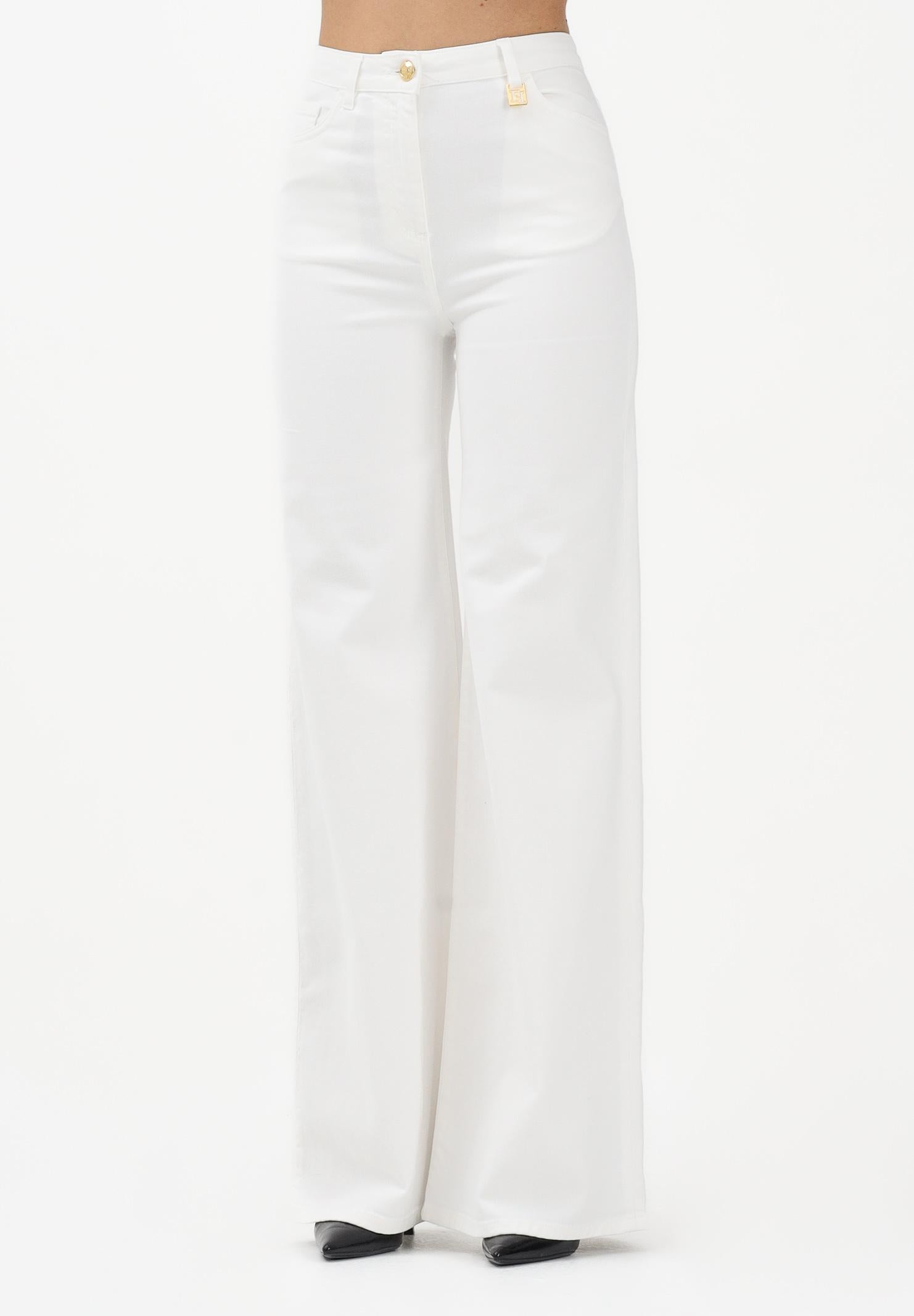 ELISABETTA FRANCHI Jeans a palazzo avorio da donna PJ23N61E2 360 ELISABETTA FRANCHI 