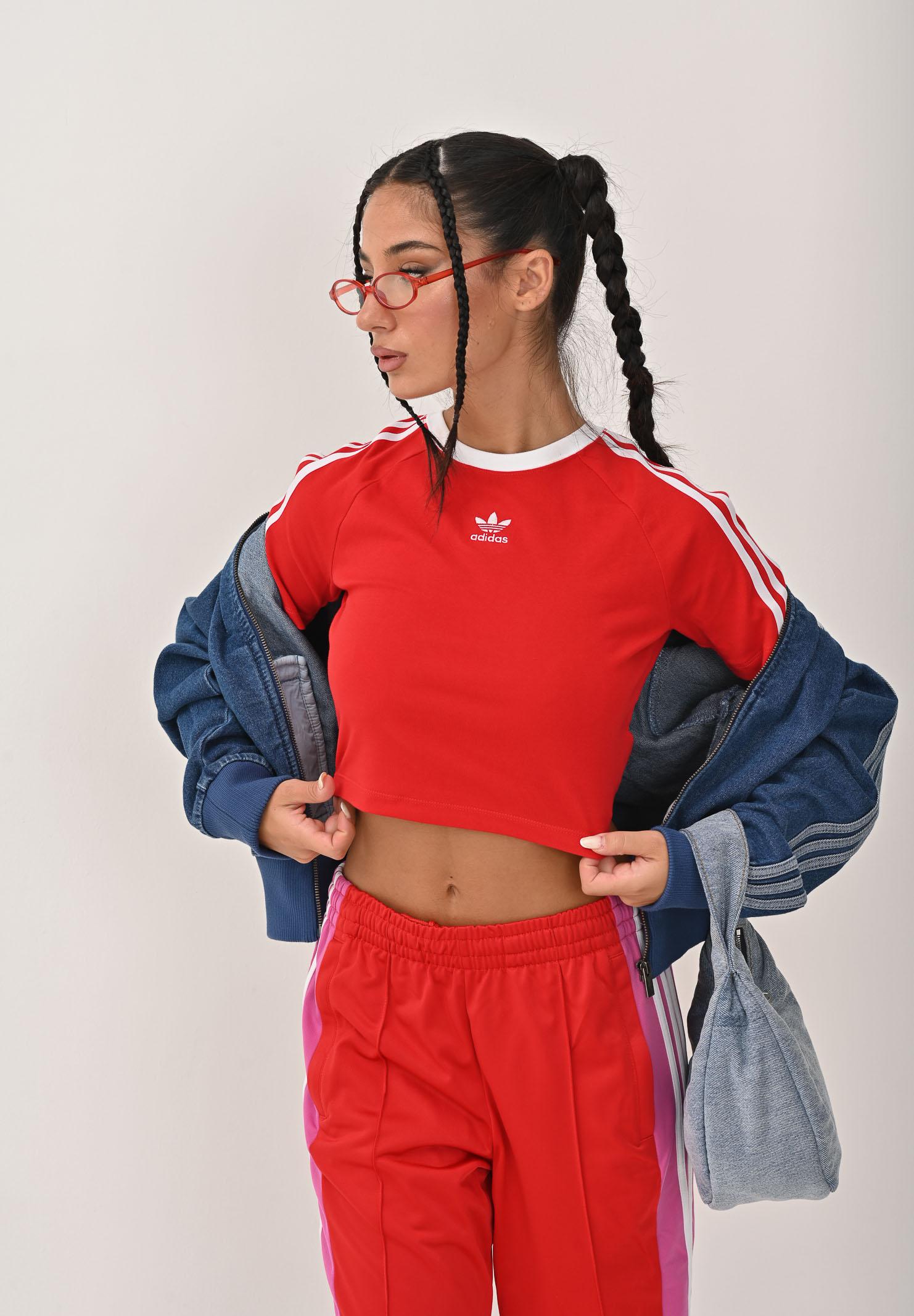 ADIDAS ORIGINALS T-shirt a manica corta 3-Stripes rossa da donna JD0303  ADIDAS ORIGINALS 